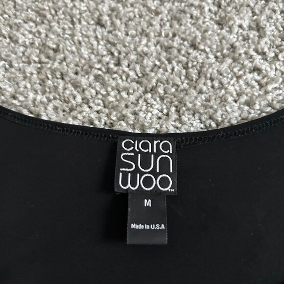 Clara Sunwoo Women's M Black Cold Shoulder Tunic Dress 3/4 Sleeve - Picture 5 of 11